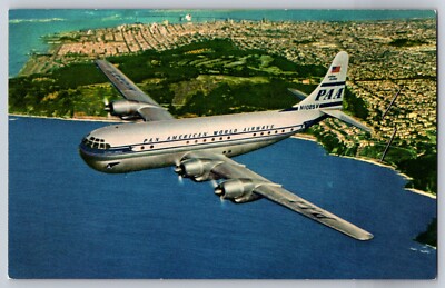 Pan American Airways Double Decked Super Strato Clipper - Vintage Postcard