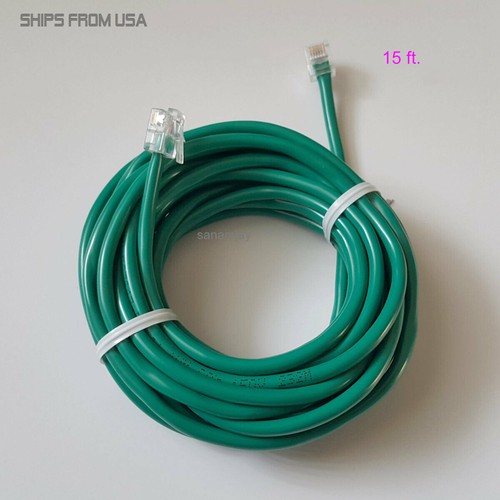 2pc 15ft. RJ11 RJ12 Green DSL Telephone Data Cable For Centurylink, AT&T, - 第 3/3 張圖片