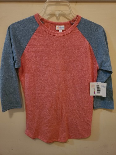 NEW! Lularoe Randy heathered Blue Red Raglan pullover T-shirt Top Women's XS