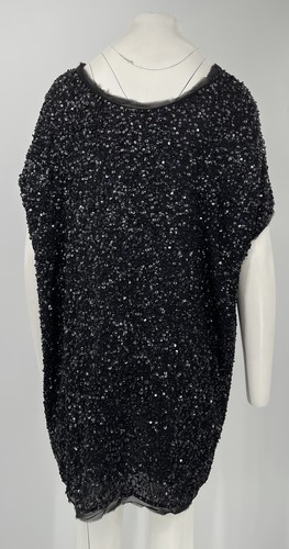 Armani Collezioni Retail-$1195 Navy Sequin Cap Sleeve Shift Dress sz 10 NWT - Picture 3 of 5