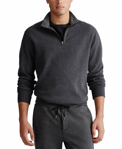 Luxury Jersey Quarter-Zip Sweater Gray 