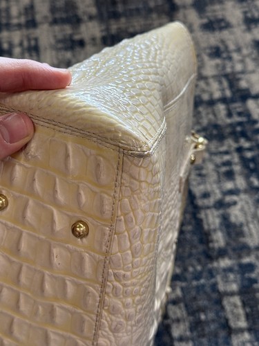 Brahmin Yellow Asher Melb Croc Emb Leather Shopper / Tote / Shoulder Bag Vtg - Picture 8 of 13