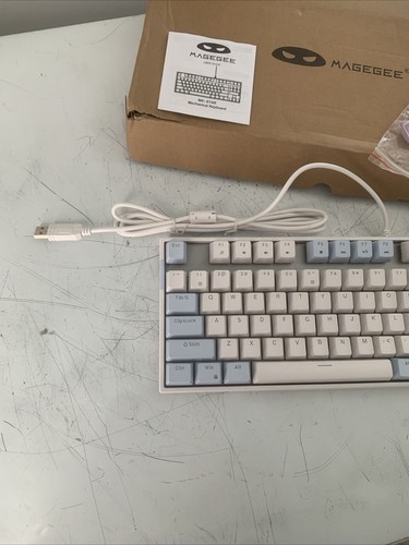 Mechanical Gaming Keyboard Blue & White Keycaps USB wired MageGee 75% NIB - Picture 5 of 24