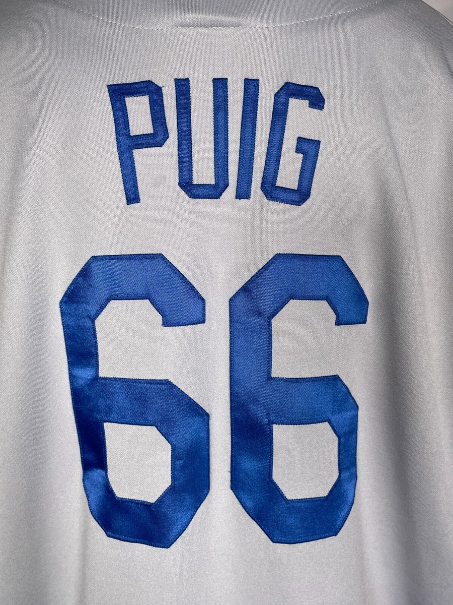 Yasiel Puig #66 Los Angeles Dodgers MLB Majestic Road Grey Jersey