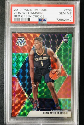 2019 Panini Mosaic Zion Williamson RC Rookie Red Green Choice #209 PSA 10 - Picture 1 of 2