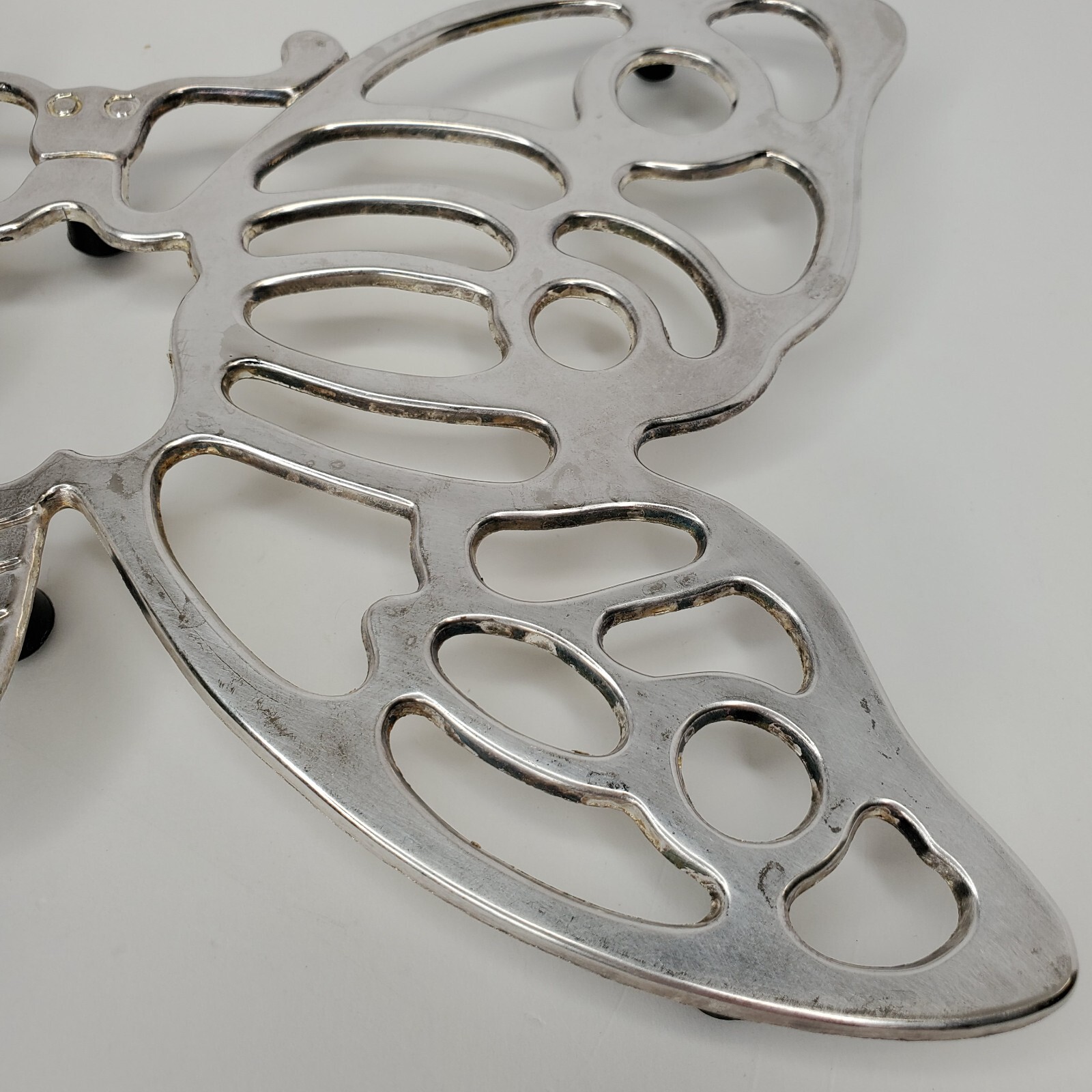 Vintage Leonard Silverplate Butterfly Trivet Hot Plate Dish Holder 10.5" x 7"