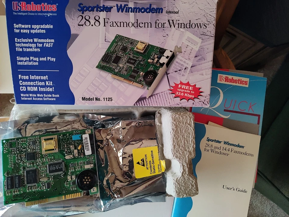 美国机器人 28.8 传真调制解调器 适用于 Windows 型号编号 1125 — 第 4/4 张图片