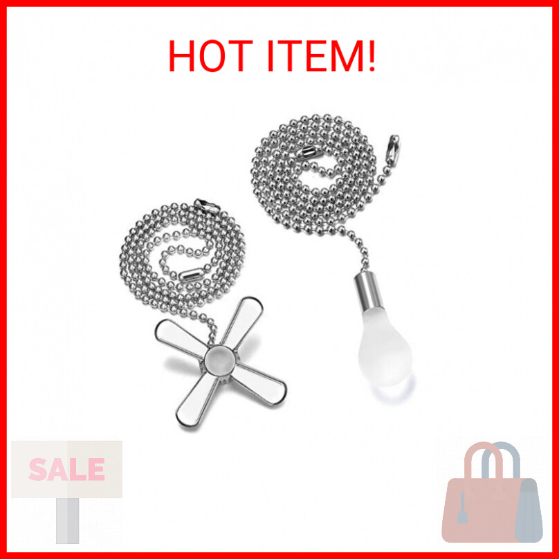 24-inch Extra Long Ceiling Fan Pull Chain Extender with Decorative Frosted Glass Bead-image