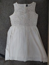 Ladies Womens White Pretty Dress Shein Size L. Approx 12-14. Brand New
