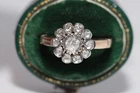 Vintage Circa 1980s 14k Gold Top Silver Natural Rose Cut Diamond Ring