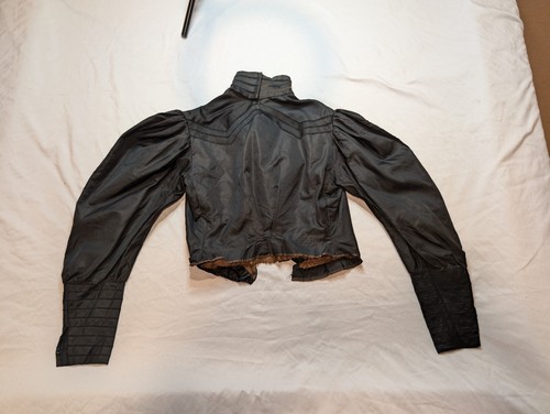 AUTHENTIC! Late 1800s Black Silk Taffeta Bodice VICTORIAN Antique Balloon Sleeve - Picture 6 of 13