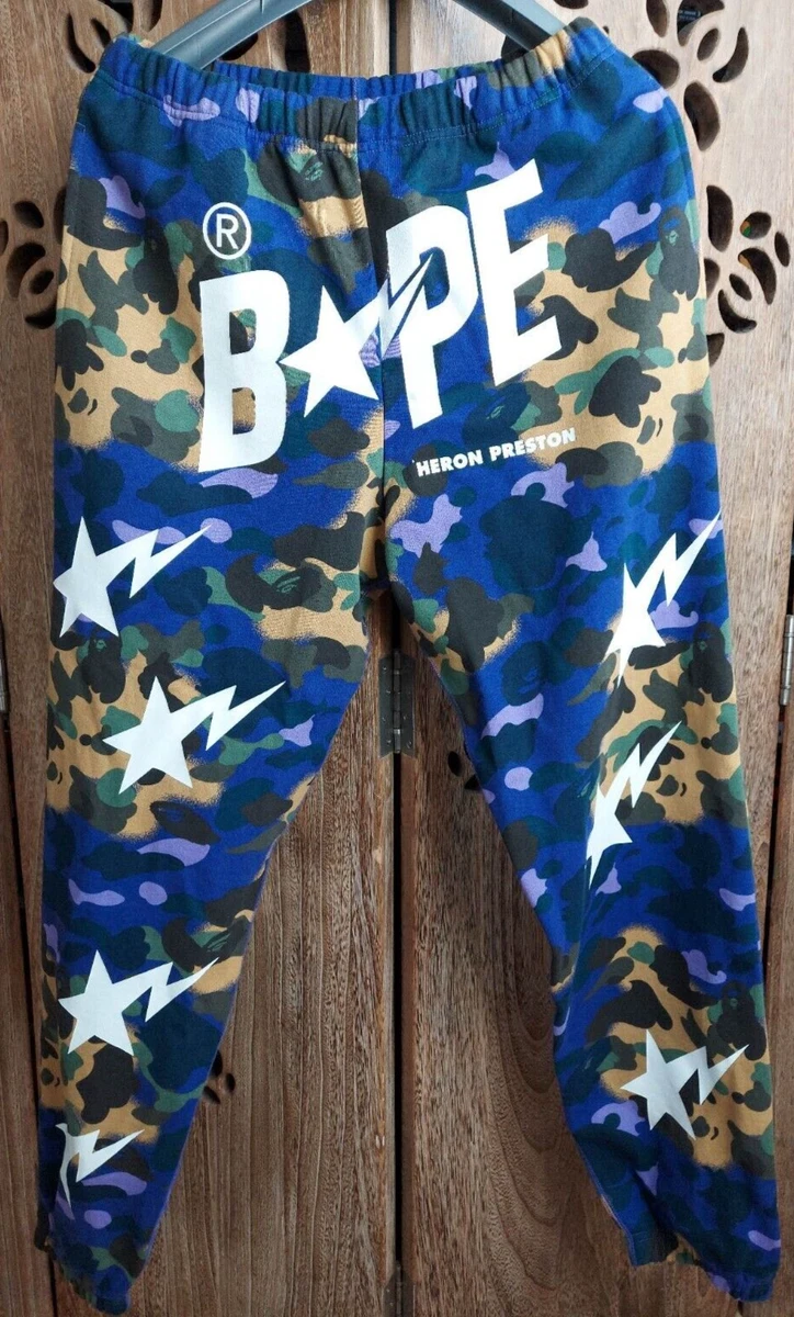 BAPE x HERON PRESTON MIX 1ST CAMO A BATHING APE Men's Sweat Pants Joggers L