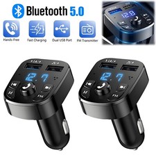 2  Bluetooth 5.0 Car Wireless FM Transmitter Adapter Hands-Free 2 USB PD Charger