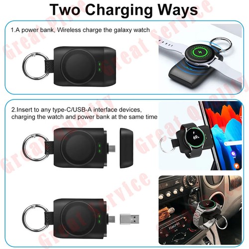 Wireless Charger For Samsung Galaxy Watch Portable Keychain Power Bank Charger - Picture 9 of 15