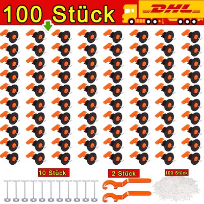 100pcs x Nivelliersystem Verlegehilfe Fliesen Verlegen Plan System Keile Laschen