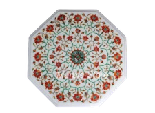 15" Marble Coffee/End Table Top Carnelian Semi Precious Stones Work Home Decor