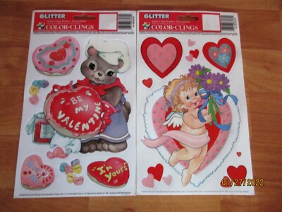 6pc Glitter Color-Clings Paper Magic Window Decoration NOS U Pick not a Lot