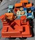 🔥VTG 15pc Lot of 1970's Playskool Square People, Cars, Furn Firemen Fire truck — photo 1