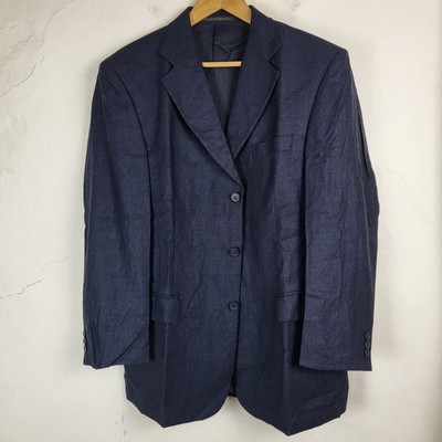 St Michael Mens 42M Vintage Formal Suit Jacket Blazer Wool Grey Woven