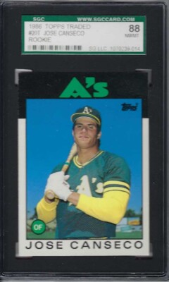 1986 Topps Traded Jose Canseco RC #20T Graded SGC 88 (8) NM-MT