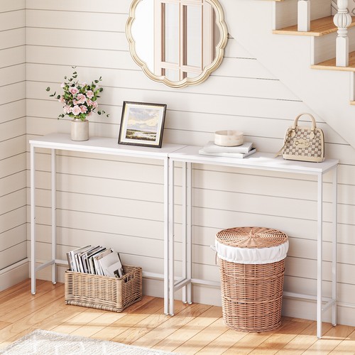 HOOBRO Console Table Entryway Table Compact Display Table Sofa Table White - Picture 4 of 8