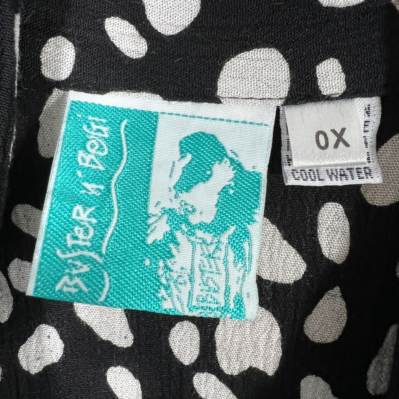 Buster N Bogi Dress 0X Black White Batik Button Front Sleeveless Flowy Floral