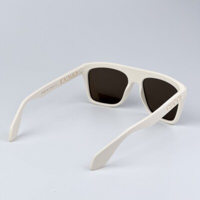 NEW Gucci GG1570S 003 Matte White Brown Unisex Pilot Sunglasses GG 1570S Gucci Women AUTHENTIC Sunglasses Matte White Brown Pilot  main image 4