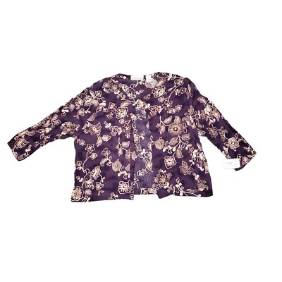Drapers and Damons Dark Violet Floral Blouse Top Size PXL NWT New With Tags