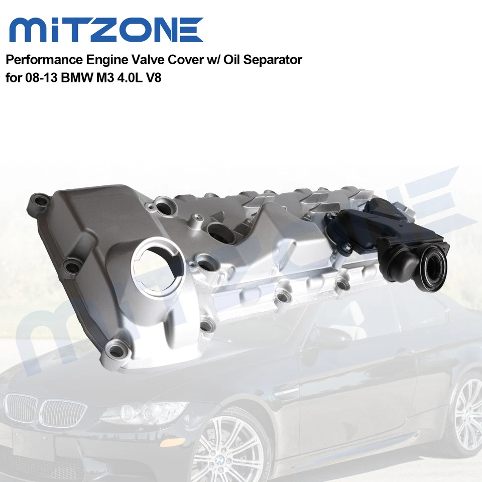 Cubierta de válvula Mitzone Performance con separador aceite-agua para 08-13 BMW M3 4,0 L V8 Foto 2 de 4