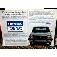 1979 Honda Civic 2 Page Vintage Print Ad 70s Original