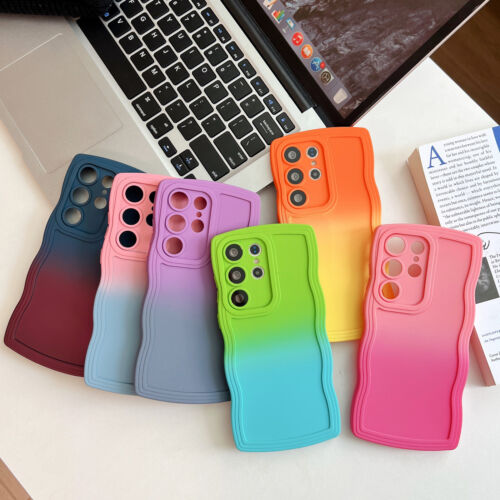 New Wave Gradient Skin Fashion Soft Silicone Phone Case For iPhone Samsung Cover - Picture 1 of 24