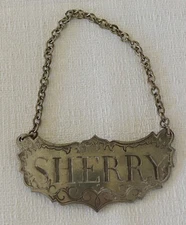 Vintage STIEFF Pewter Liquor Bottle Decanter Label Sherry Tag historic Newport