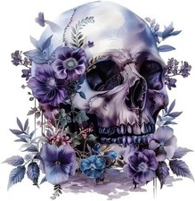 2 PCS Purple Flower Skull Vinyl Decals - Waterproof Removable Stickers for Car,