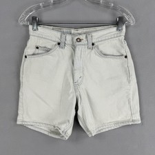 Vintage Levis 550 Shorts Mens 28 White Denim Relaxed Fit Orange Tab Distressed