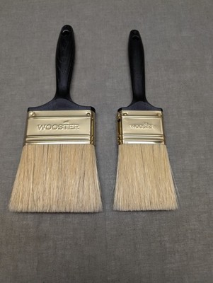 Set Of 2 B3960 Wooster White Natural Bristle Stain Brushes - 3in & 2in