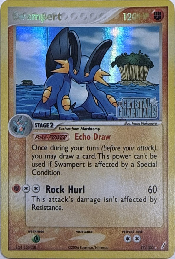 Swampert 27/100 R Crystal Guardians Pokemon Reverse Holo NM