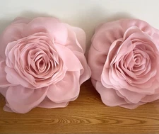 One Pink 3D Flower Throw Pillow Cover and One Pillow Insert