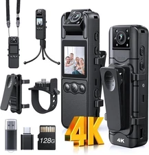 Z11 4K Body Camera with Audio and Video Recording, 128GB Small Cam with... 