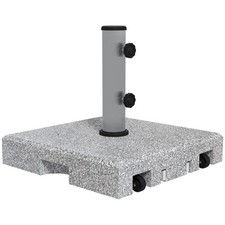 Parasol Base w/ Wheels Granite Garden Outdoor Umbrella Holder Stand Square 28 kg