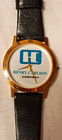 Image Watches Henry Carlson Co Quartz Analog Dress Watch Gold Case Black Leather — photo 1