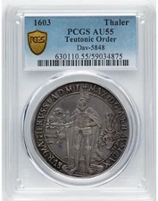 German States Teutonic Order Maximilian I of Austria Thaler 1603 PCGS AU55