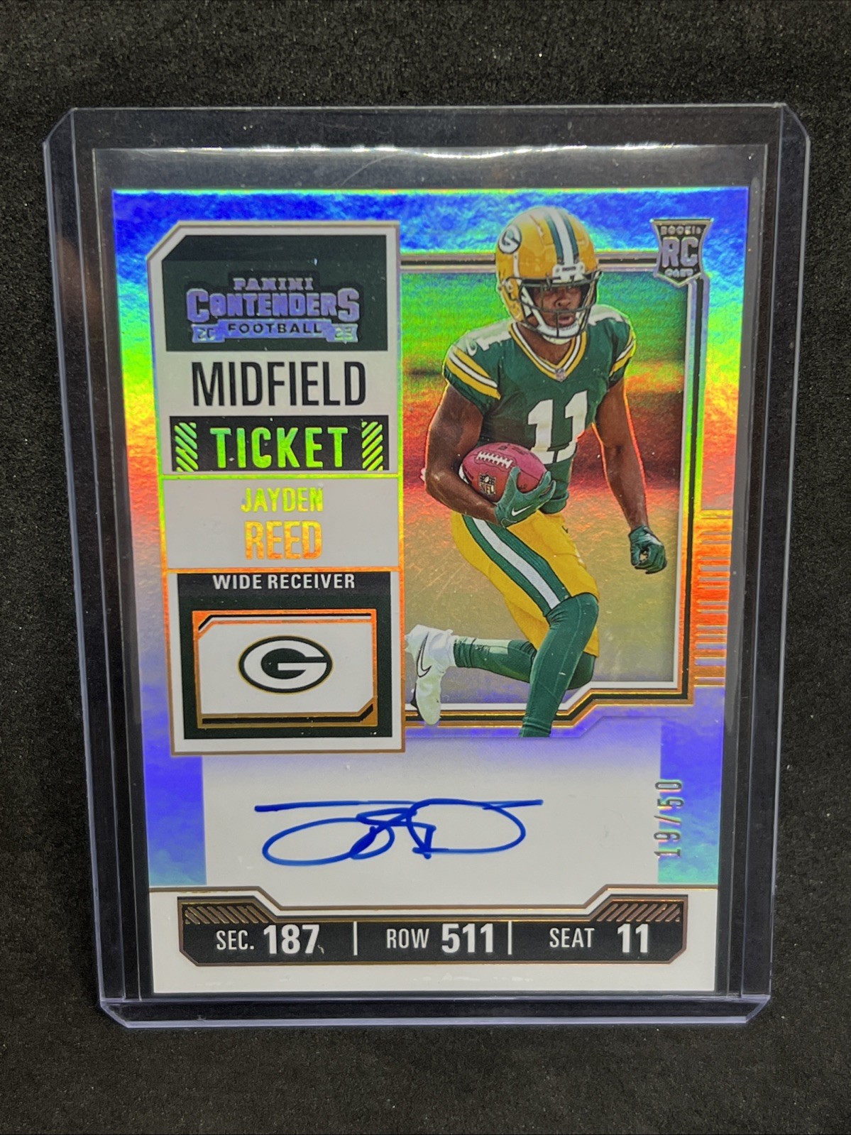 2023 Panini Contenders Jayden Reed #118 Midfield Ticket On Card rookie Auto /50