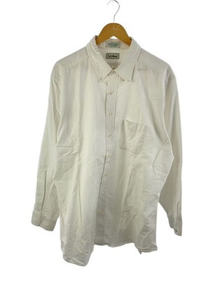 L.L.Bean 70s-era Button-Down Shirt, Size 16, Cotton, White, Solid Color