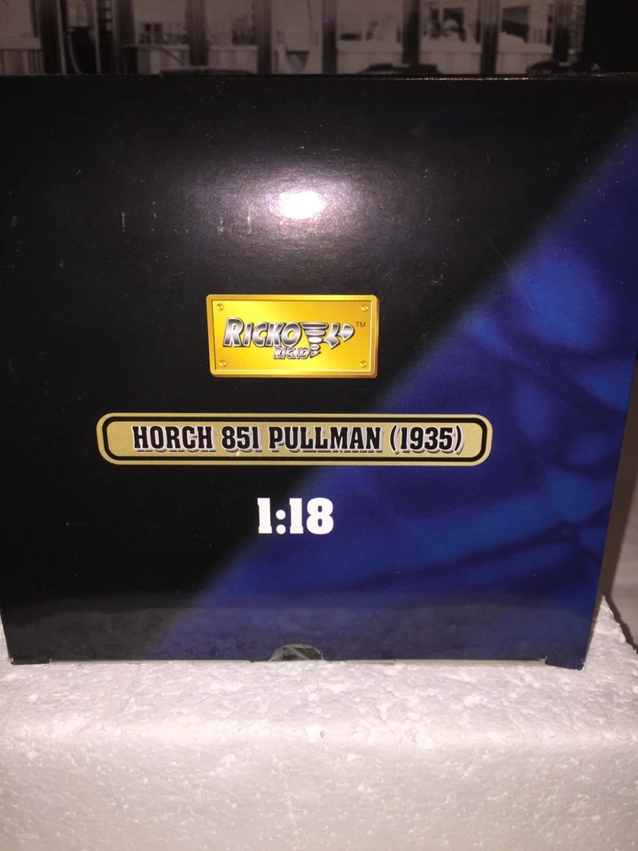 Ricko Horch 851 Pullman Die Cast carro preto 1935 na caixa com suporte - Imagem 4 de 4