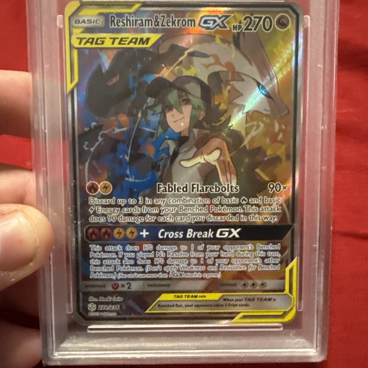 Reshiram & Zekrom GX (Full Art) 222/236 Sm-Cosmic Eclipse Holo for