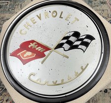 Massive 36 Chevrolet Corvette Chevy Checkered Flag Reproduction Metal Sign