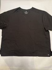 WonderWink Premiere Flex Mens Multi-Pocket V-Neck Scrub Top Black Modern Fit 3XL