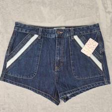 NWT Free People 30 32 Eyelet Lace Trim High Rise Denim Shorts Dark Wash 2 1/2"