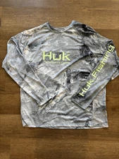 Huk Performance Fishing Shirt Long Sleeve Mossy Oak Elements Hydro Gray XL 