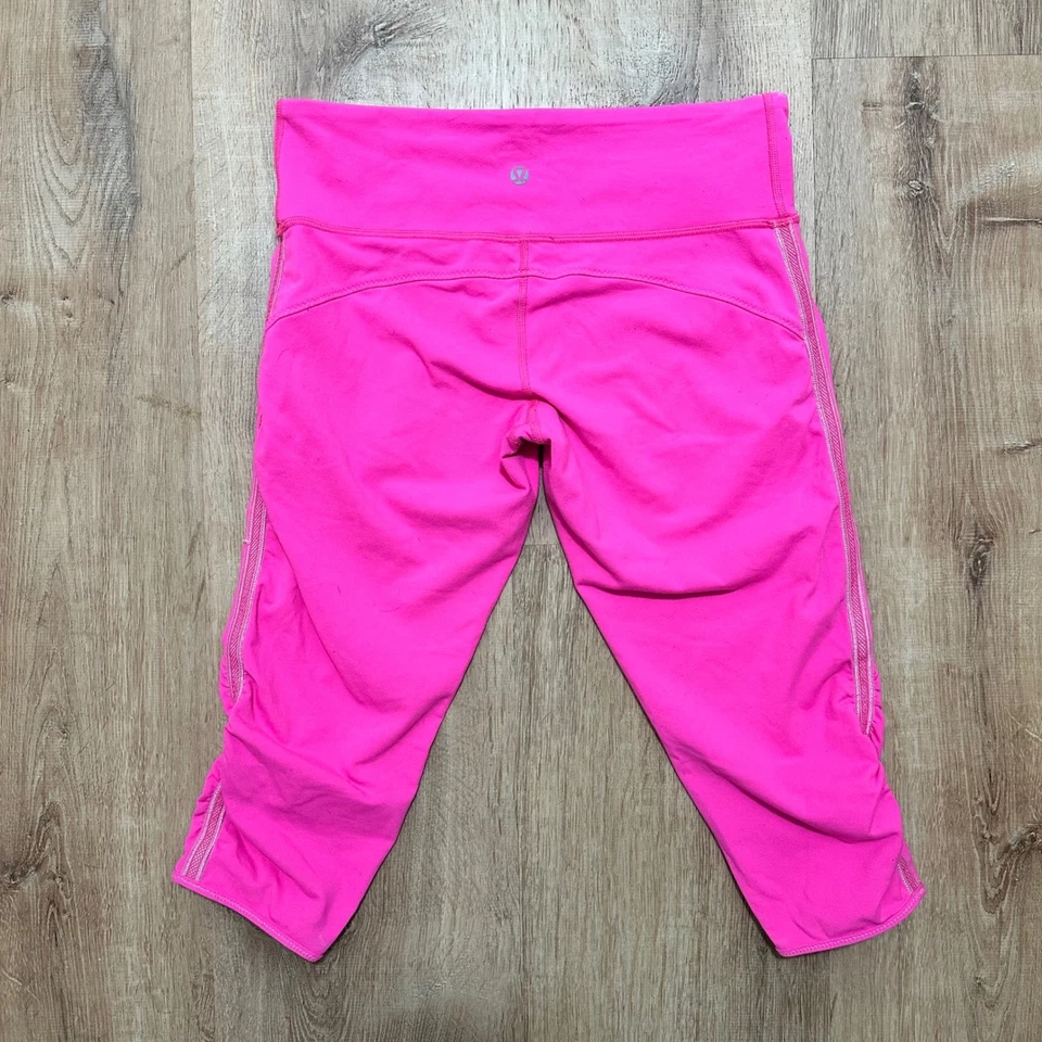LULULEMON | Leggings Capri Acanalados Power Flow Rosa Caliente Entrenamiento Atletismo, Talla 8 Foto 4 de 4